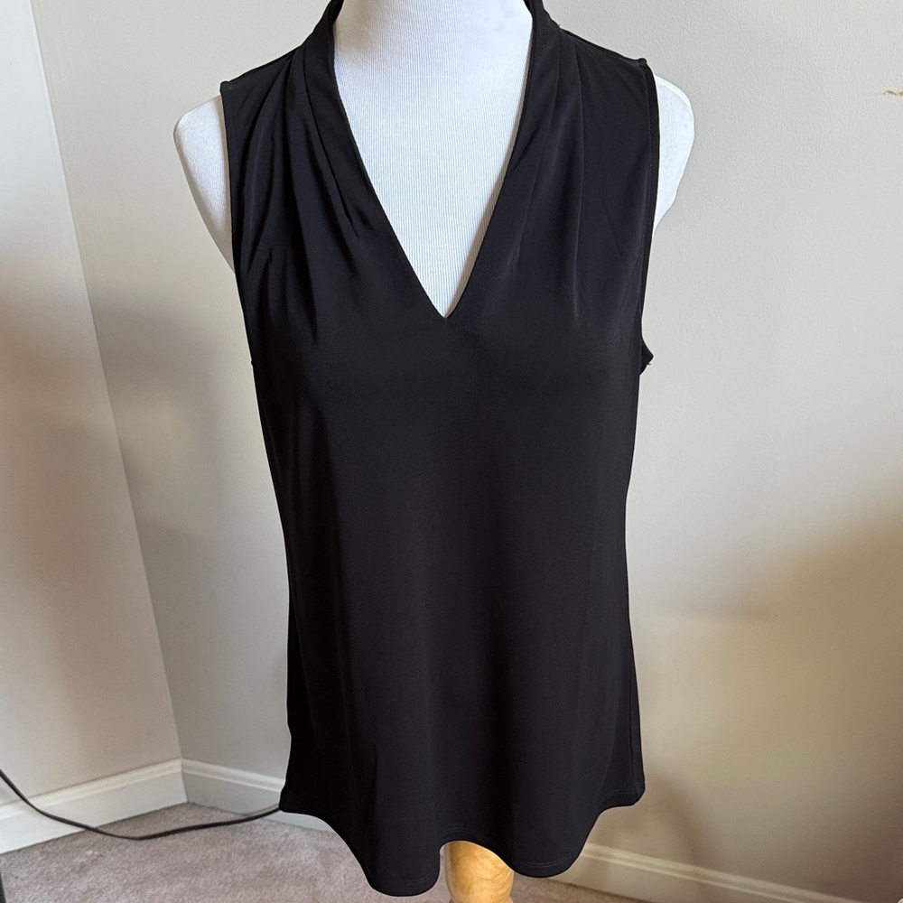 Ann Taylor Factory Black V-Neck Sleeveless Blouse